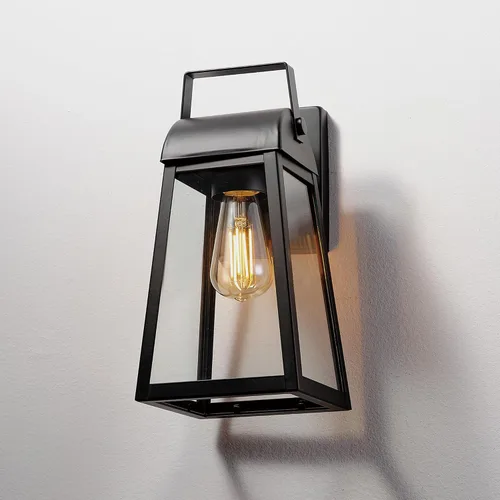 Vista 7 de GLOBE Electric 60000029 Aplique de pared para exteriores de 1 luz, negro mate, pantalla de vidrio transparente, luz de porche, luces de pared