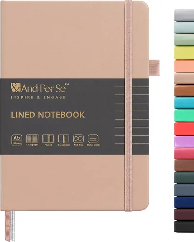 Vista 80 de ⩓ Per Se Cuaderno de Diario con Líneas (3 Paquetes), 160 Páginas Papel Grueso 100GSM, A5 Tapa Dura Cuadernos con Rayas Universitarias para Escribir