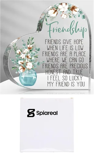 Vista 8 de Spiareal Regalo para Amiga Amistad Mujeres Amiga Amistad Cumpleaños Regalo de Ánimo Corazón de Acrílico Mariposa Recuerdo Pisapapeles para Casa