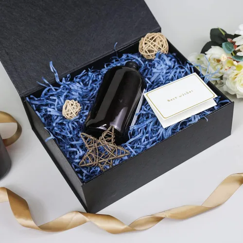 Vista 5 de YINUOYOUJIA Cajas de regalo grandes negras con tapa, caja de regalo magnética de 14 x 9 x 4.5 pulgadas con cinta, tarjetas y sobres para regalos
