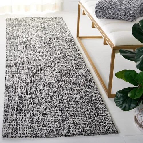 Vista 21 de SAFAVIEH Abstract Collection - Alfombra decorativa, 2 x 3 pies, color negro y marfil, lana hecha a mano, ideal para zonas de alto tráfico