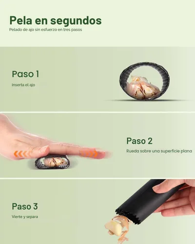Vista 3 de Vantic Prensa de Ajo Basculante - Trituradora de Ajo de Acero Inoxidable, Picadora y Cortadora con Pelador y Raspador, Utensilio de Cocina Fácil