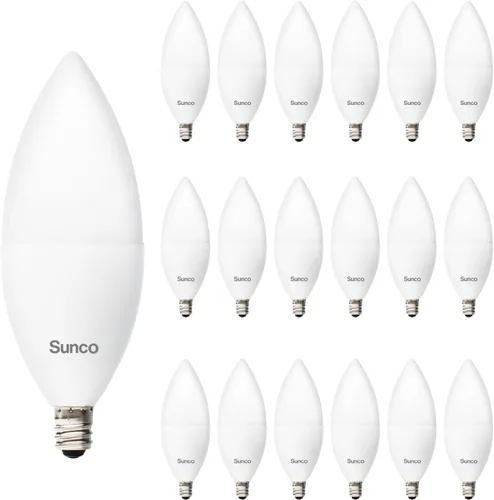 Vista 8 de Sunco - Bombillas LED B11 con sensor de luz del atardecer al amanecer, sensor de fotocélula 5W = 40W, 2700K blanco suave, 450 LM, base E12