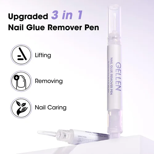 Vista 2 de Gellen Removedor de Pegamento para Uñas, 2 Piezas Removedor de Pegamento para Uñas para Uñas de Presión, Removedor de Gel Sin Acetona, Eliminación