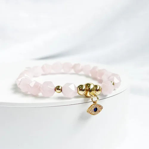 Vista 4 de Shrandi Pulsera de cristal curativo de piedra natural, pulseras de cuentas de piedras preciosas facetadas con dijes, joyería espiritual para aliviar