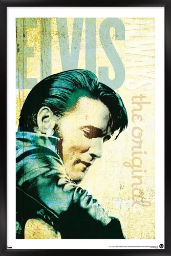 Vista 8 de Trends International Elvis Presley - Póster de pared original, 34 pulgadas de largo x 22.4 pulgadas, versión enmarcada en caoba Versión enmarcada