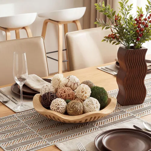 Vista 7 de Yunsailing 36 bolas decorativas de musgo para cuencos de centro de mesa y bolas de mimbre de ratán, orbes hechos a mano, esféricos, surtido
