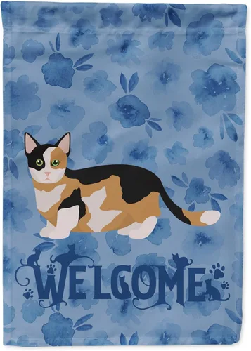Vista 352 de Caroline's Treasures CK4813CHF - Bandera de bienvenida con gato abisinio azul, manga grande, para porche, para colgar en la pared, poliéster