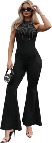 Vista 6 de Floerns Blusa sin mangas con cuello halter y diamantes de imitación para mujer