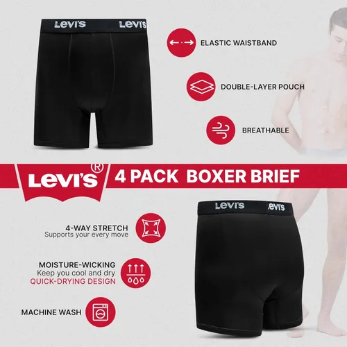 Vista 5 de Levi's Calzoncillos tipo bóxer de microfibra para hombre, ultra suaves, paquete de 4