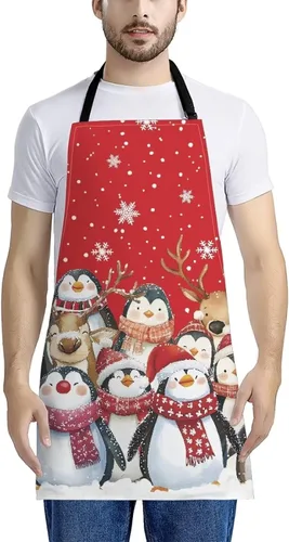 Vista 141 de Dreaweet Delantal de cocina unisex con cuello ajustable de Navidad