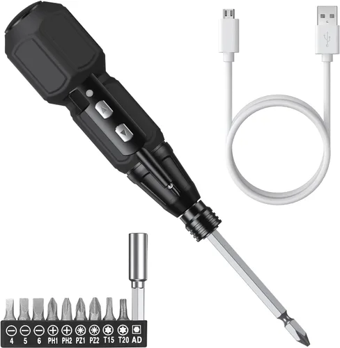 Vista 11 de AMIR Destornillador eléctrico inalámbrico, juegos de destornilladores eléctricos recargables, kit de herramientas de reparación automática portátil