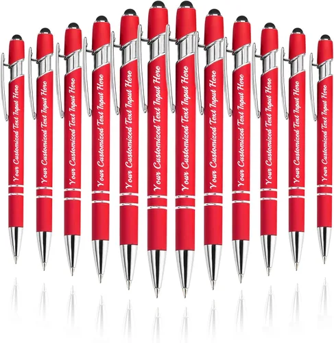 Vista 59 de Bolígrafo personalizado, 50 bolígrafos personalizados, grabado a granel con logotipo de nombre, lápiz digital de tinta negra suave con toque