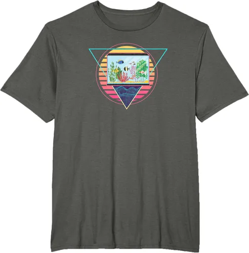 Vista 5 de Futuristic Fish Tank Synthwave Vaporwave Aquarium Aesthetic T-Shirt Negro