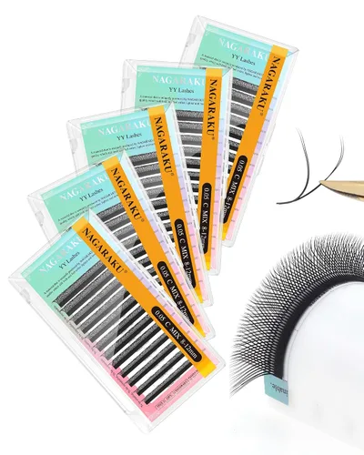 Vista 168 de NAGARAKU YY - Extensiones de pestañas, suministros Y, Lash 4D, Easy Fan, pestañas cruzadas de volumen ruso, pestañas YY, tejidas a mano, malla
