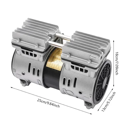 Vista 3 de Bomba de vacío de 370 W/110 V, bomba de aire de vacío de pistón sin aceite de gran flujo para máquina laminadora automática, flujo de aire de 100