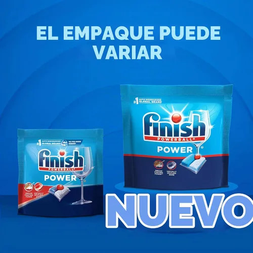 Vista 8 de Finish Power Cápsulas para lavavajillas, jabón detergente para lavavajillas sin enjuague previo para limpieza profunda y brillo con poder