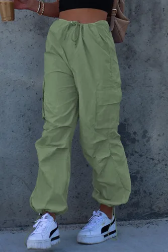 Vista 3 de EVALESS Pantalones cargo para mujer, holgados, con cordón, ligeros, atléticos, con bolsillos, para senderismo