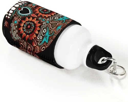 Vista 2 de Sugar Skulls Day of The Dead Sleeve Neoprene Insulator Reusable，Cup Sleeve – Washable And Reusable，Iced Coffee Cups for Cold Drinks Beverages And