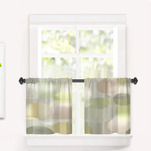 Vista 9 de Maritime Ocean Blackout Tier Curtains, Anchors Nautical Art Half Window Drapes for Kitchen with Rod Pocket,Room Darkening 2 Pack 26X24 Inches