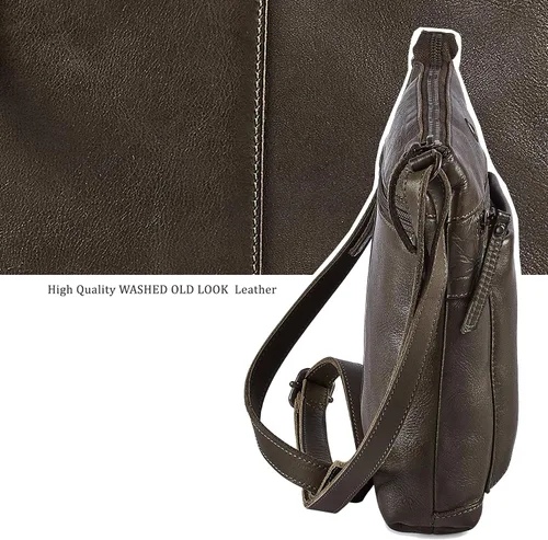 Vista 4 de Bolso cruzado de cuero real para mujer, bolso cruzado de viaje, bolso de hombro, pequeño bolsillo vintage