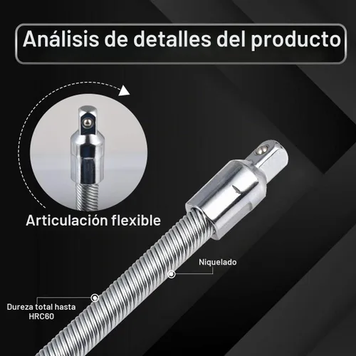 Vista 6 de KATUR Trinquete de extensión de enchufe flexible, vástago de 1/2 pulgada, 9.843 in de longitud, hecho de acero al cromo vanadio tratado térmicamente