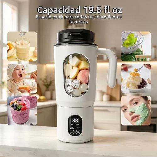 Vista 6 de Licuadora portátil para batidos, 580ML USB-C recargable Juicer Cup (blanco)