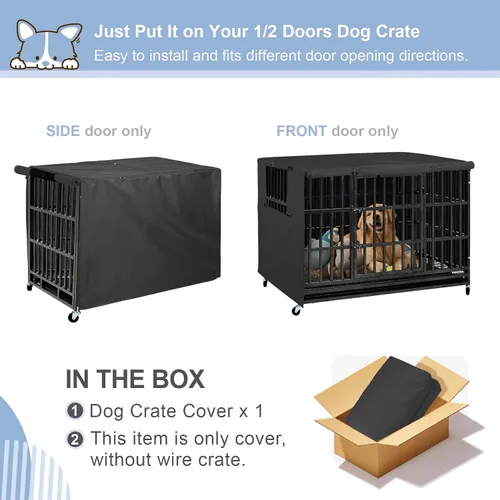 Vista 3 de Explore Land Funda para jaula de perro de poliéster resistente, parasol universal para jaula de alambre de 18 pulgadas (negro)