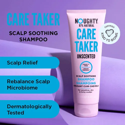 Vista 2 de Noughty Care Taker Champú sin fragancia, limpiador calmante para el cuero cabelludo antiirritante para cuero cabelludo sensible propenso a la caspa