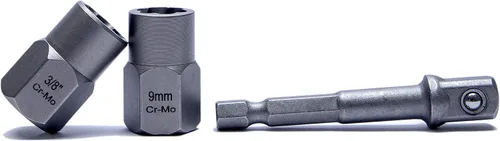 Vista 4 de Juego de llaves extractoras de tuercas de tornillo, juego de 14 piezas para quitar tuercas y pernos de impacto, removedor de tuercas de llanta