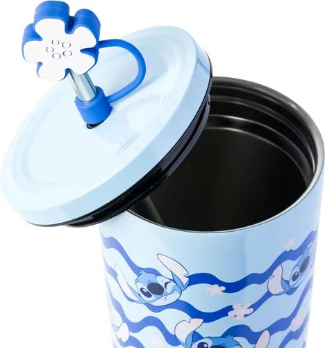 Vista 4 de Silver Buffalo Disney Lilo and Stitch, vaso de acero inoxidable, 24 onzas Azul/Blanco