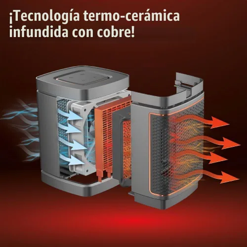 Vista 8 de Ontel Handy Heater - Calentador de espacio de núcleo de cobre de 1500 W Calentador de cerámica con termostato ajustable Pequeño calentador