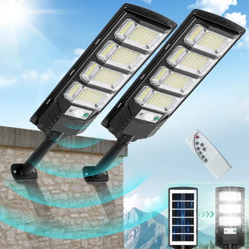 Vista 8 de FOWSEEK 4 unidades de luces solares de inundación para exteriores, luces solares impermeables para exteriores con control remoto, luces de sensor