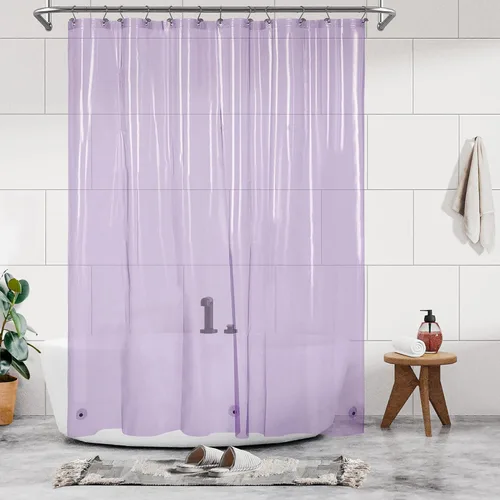 Vista 64 de Barossa Design - Forro de cortina estrecho de PEVA para ducha, con 3 imanes, impermeable, para cabina de baño pequeña, sin PVC, ojales metálicos