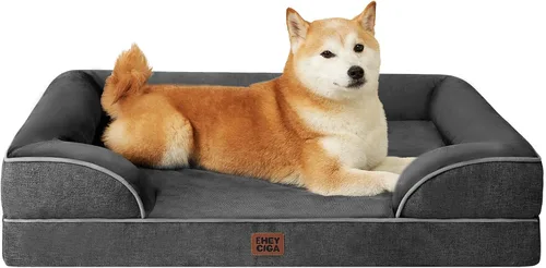 Vista 65 de EHEYCIGA – Cama ortopédica impermeable para perros pequeños, de espuma viscoelástica tipo caja de huevos, con bordes elevados y base antideslizante