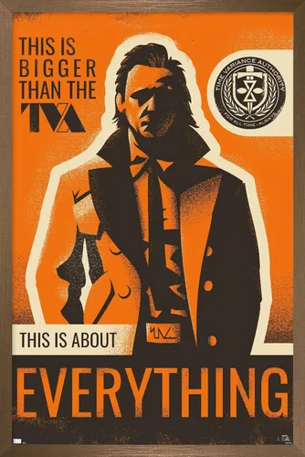 Vista 15 de Marvel Loki: Season 2 - Póster de pared de Loki Everything, 22.4 pulgadas de largo x 14.7 pulgadas de ancho, versión enmarcada de madera de granero