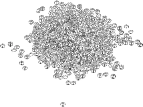 Vista 30 de uxcell 1000 cuentas redondas de engarzado, cuentas espaciadoras de extremo de crimpado de 0.079 pulgadas, pequeños tapones para hacer pulseras