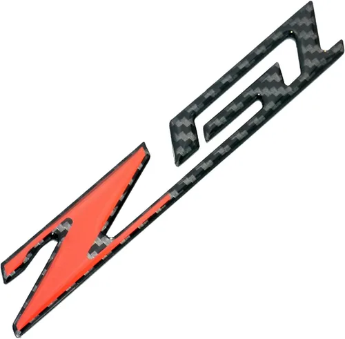 Vista 2 de Juego de par Corvette C7 Z51 Emblema de fibra de carbono, adhesivo de calcomanía de reemplazo para Corvette (Negro Rojo de fibra de carbono)