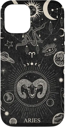 Vista 28 de Carcasa para iPhone 17 con signo del zodiaco astrológico y estético celestial de Aries