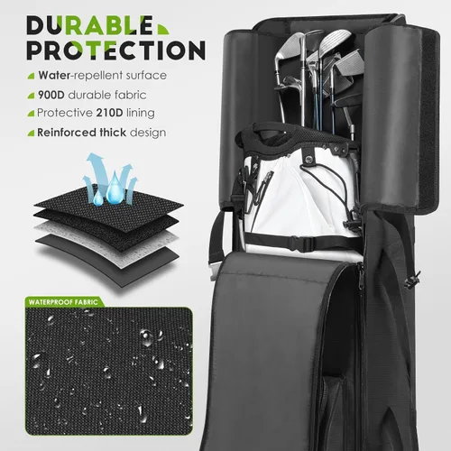 Vista 3 de findway Bolsa de viaje de golf para aerolíneas 900D resistente Oxford Golf Funda de viaje con ruedas, funda de viaje de golf con forro protector
