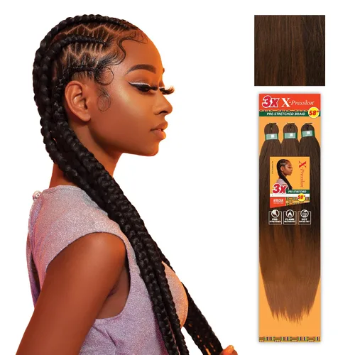 Vista 20 de Sensationnel X-Pression - Trenzas sintéticas prestiradas, 3 unidades, 58 pulgadas, negro azabache 1 Cabello trenzado, Kanekalon, ignífugo