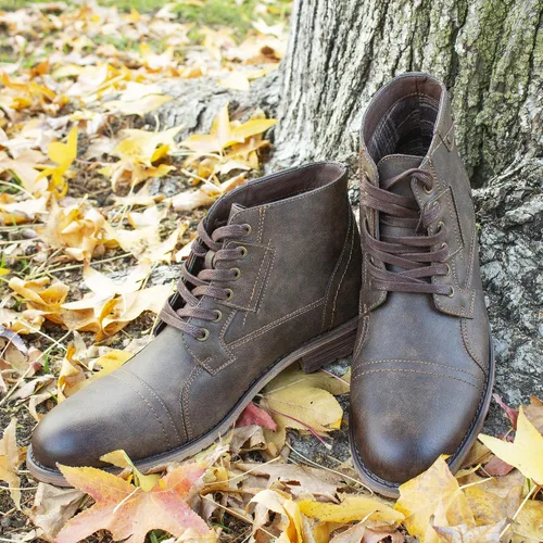 Vista 6 de Polar Fox Ronny MPX806037 - Botas de combate clásicas para motocicleta con cordones para hombre