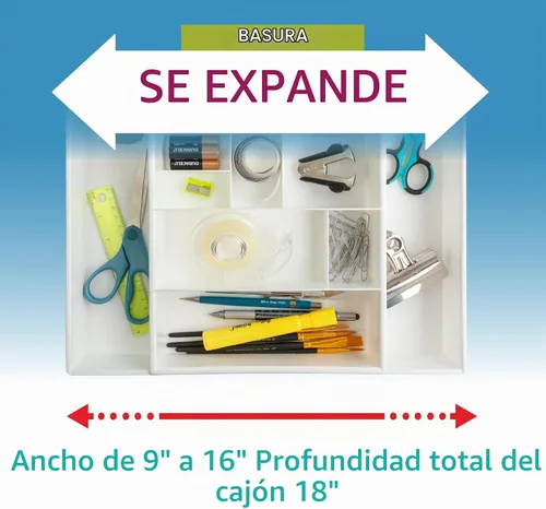 Vista 3 de Dial Industries Bandeja Organizadora de Cajones Expandible para Basura de Escritorio