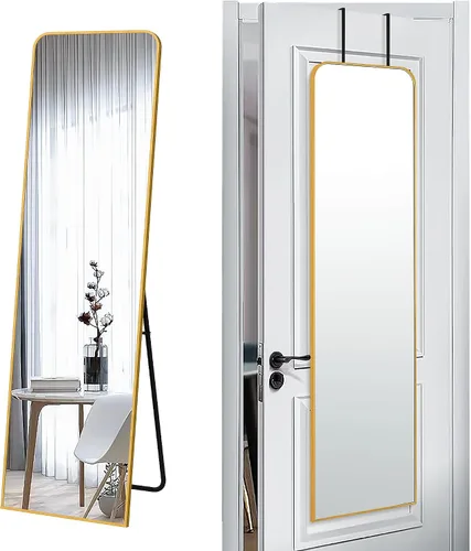 Vista 10 de SCWF-GZ Espejo rectangular de longitud completa de 24 x 36 pulgadas, montado en la pared o contra la pared, aleación de aluminio, marco de metal