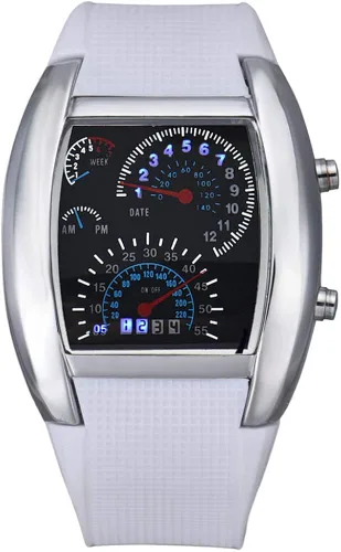 Vista 3 de FANMIS Reloj de pulsera deportivo Cobra LED de silicona con esfera triangular de hierro para hombre, Digital