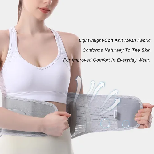 Vista 4 de Soporte de espalda para aliviar el dolor de espalda baja para mujeres, cinturón de apoyo lumbar ajustable, malla transpirable para hernia de disco