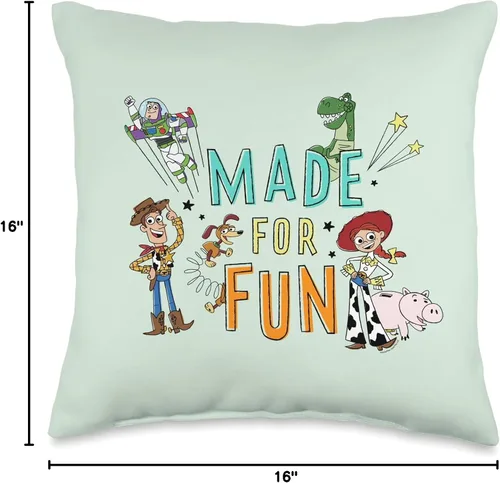 Vista 4 de PIXAR Disney Toy Story Crew - Almohada hecha para divertirse, 16 x 16 pulgadas, multicolor