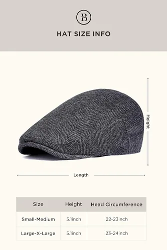 Vista 8 de BABEYOND Gorra plana para hombre, sombreros de taxi de tweed de espiga para hombre, sombreros de conducción irlandesa de los años 20, sombrero