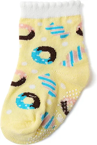 Vista 6 de Fly love Paquete de 12 calcetines antideslizantes para bebés y niñas pequeñas, con suela de algodón