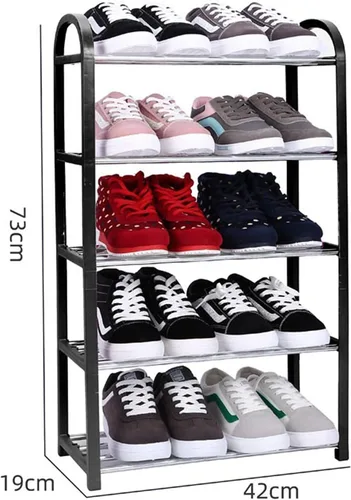 Vista 2 de Estante de zapatos Zapatero de aluminio de metal de pie Zapatero de pie DIY Estante de almacenamiento de zapatos Estante organizador para el hogar